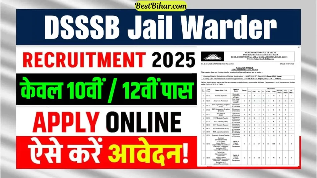 DSSSB Jail Warder Vacancy 2025