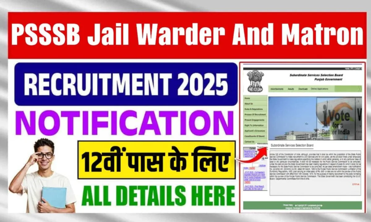 PSSSB Jail Warder and Matron Recruitment 2025