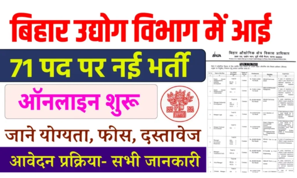 Bihar Udyog Vibhag Bharti 2025